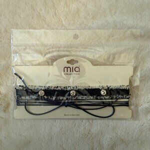 Mia Collection Denim with Rhinestones and Bow Choker 2 Pc Set